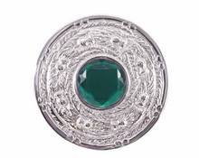 Load image into Gallery viewer, Thistle Plaid Brooch with Stone Chrome Finish - GMP38CP
