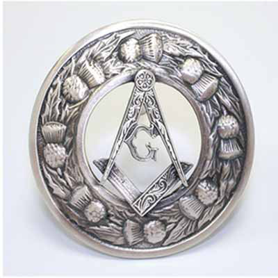 Masonic Plaid Brooch with Thistle design - Antique