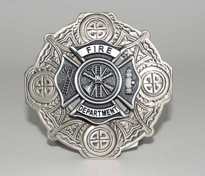 Fire Department Plaid Brooch - Antique