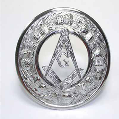 Masonic Plaid Brooch with Thistle design - Chrome
