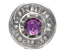 Load image into Gallery viewer, Thistle Plaid Brooch with Stone Antique Finish - GMP41AS
