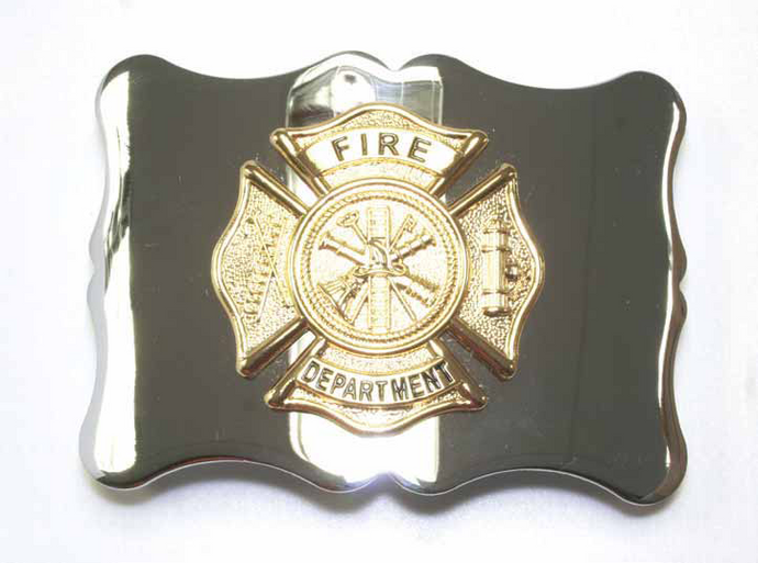 Fire Department Kilt Belt Buckle - Chrome/Gilt