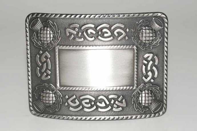 Celtic Thistle Belt Buckle - Antique