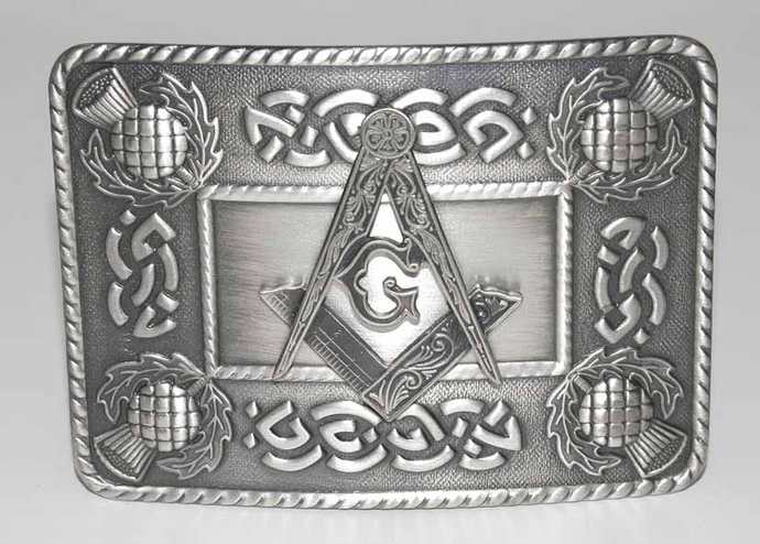 Masonic Celtic Thistle Belt Buckle - Antique